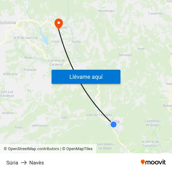 Súria to Navès map