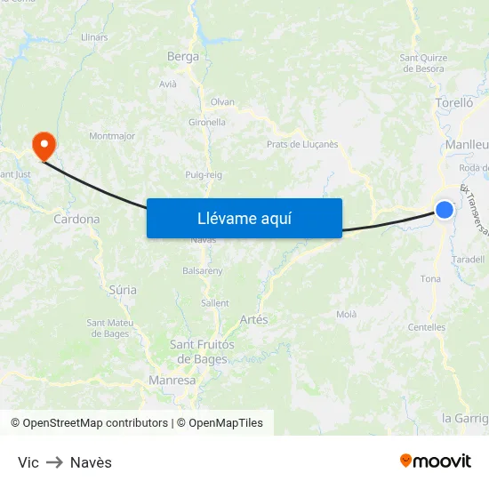Vic to Navès map