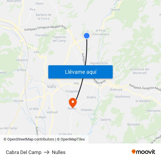 Cabra Del Camp to Nulles map