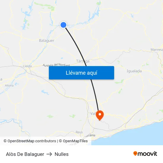 Alòs De Balaguer to Nulles map