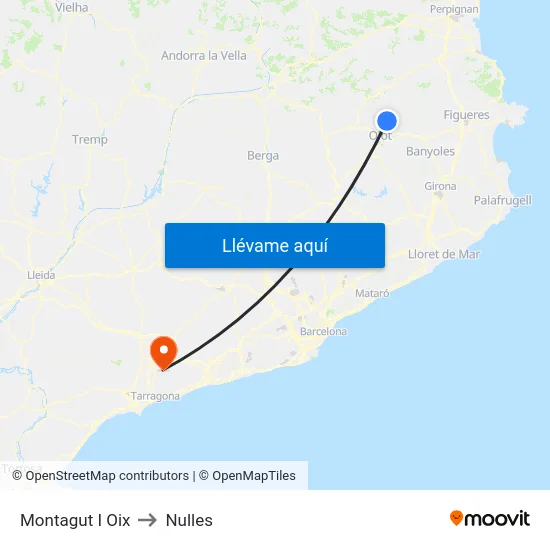 Montagut I Oix to Nulles map