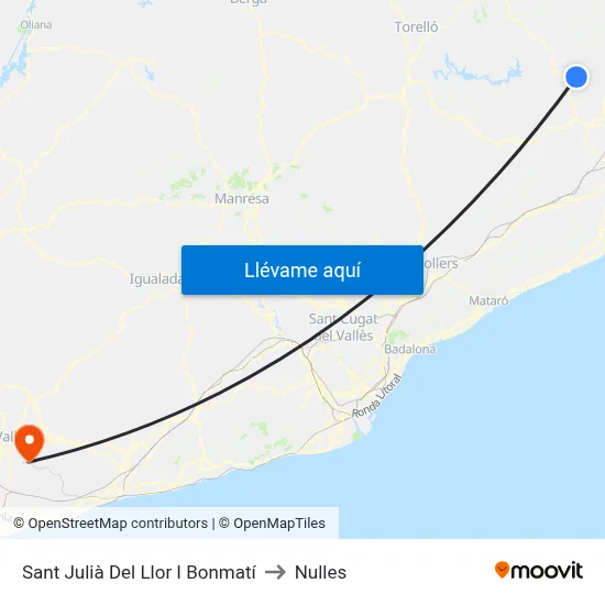 Sant Julià Del Llor I Bonmatí to Nulles map
