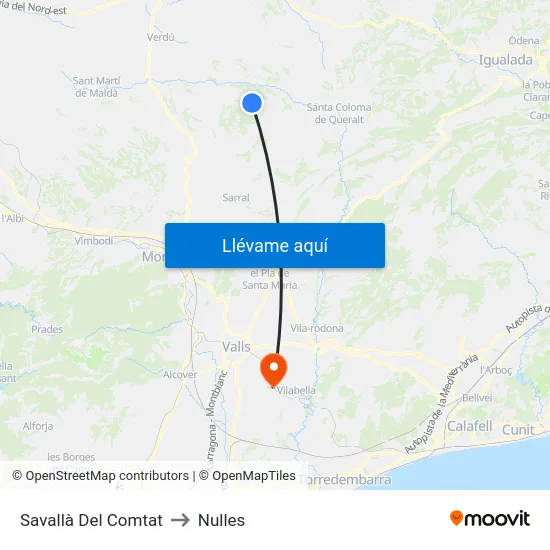 Savallà Del Comtat to Nulles map