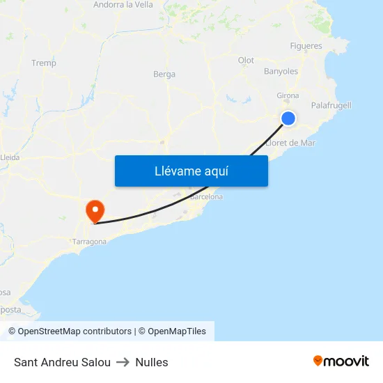 Sant Andreu Salou to Nulles map