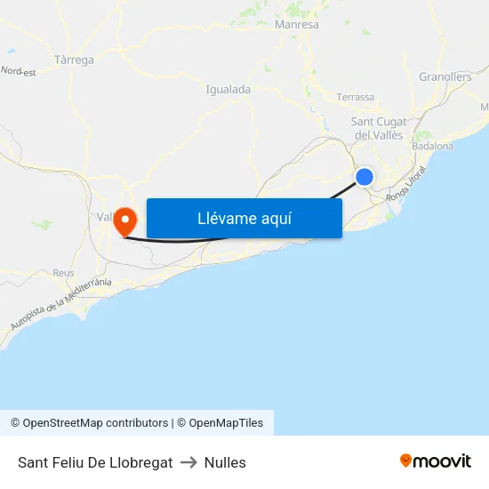Sant Feliu De Llobregat to Nulles map