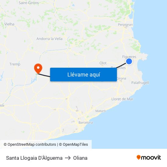 Santa Llogaia D'Àlguema to Oliana map