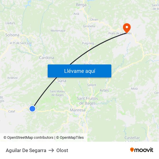 Aguilar De Segarra to Olost map