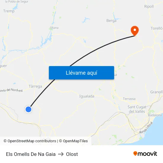 Els Omells De Na Gaia to Olost map