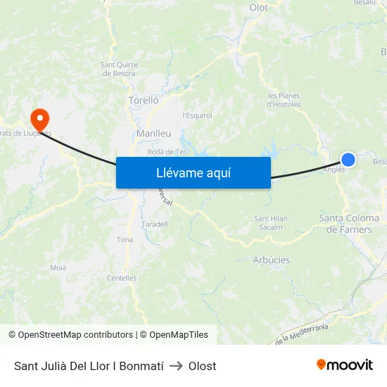 Sant Julià Del Llor I Bonmatí to Olost map