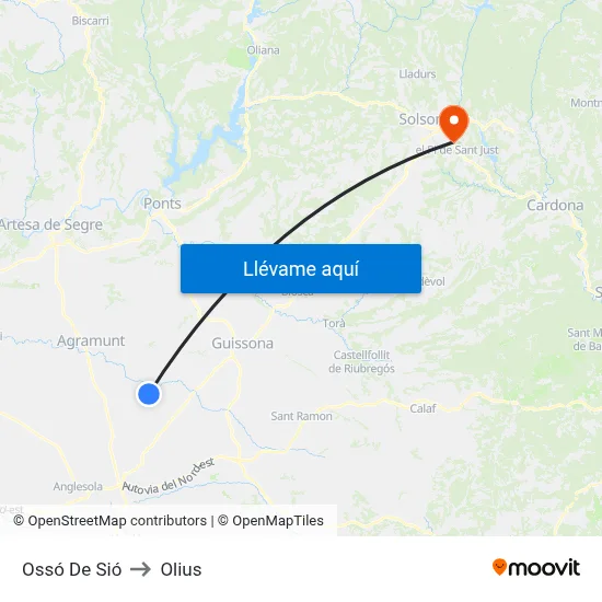 Ossó De Sió to Olius map