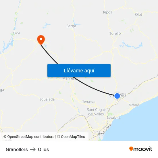 Granollers to Olius map