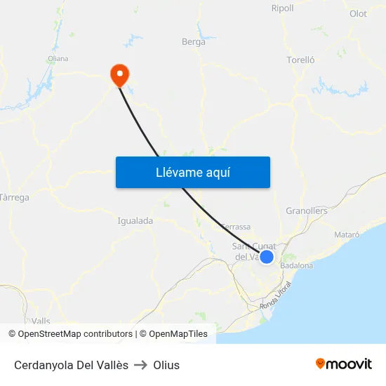 Cerdanyola Del Vallès to Olius map