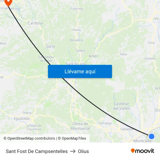 Sant Fost De Campsentelles to Olius map