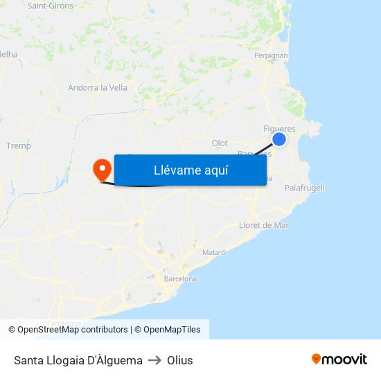 Santa Llogaia D'Àlguema to Olius map