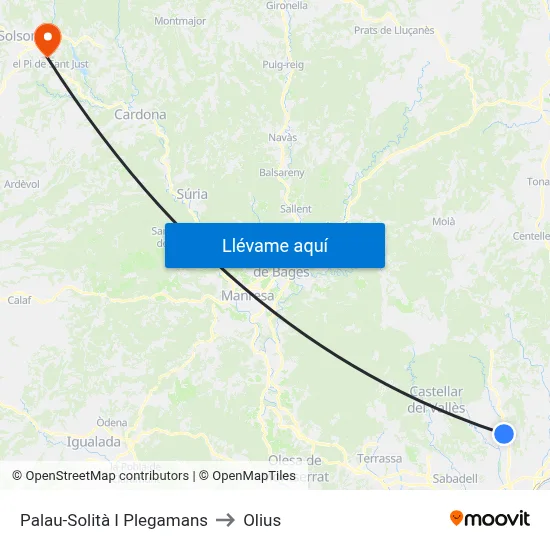 Palau-Solità I Plegamans to Olius map