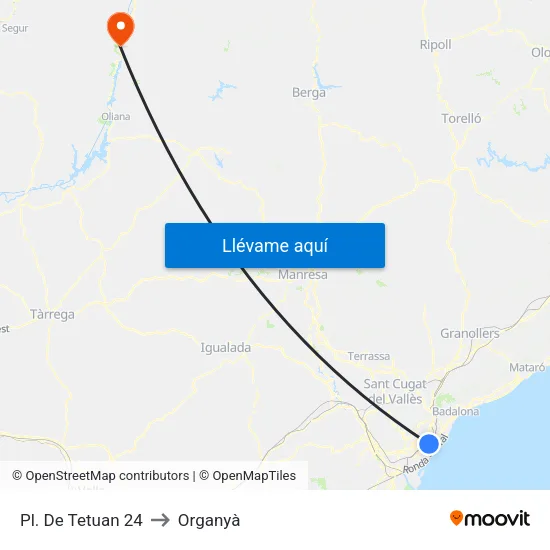 Pl. De Tetuan 24 to Organyà map