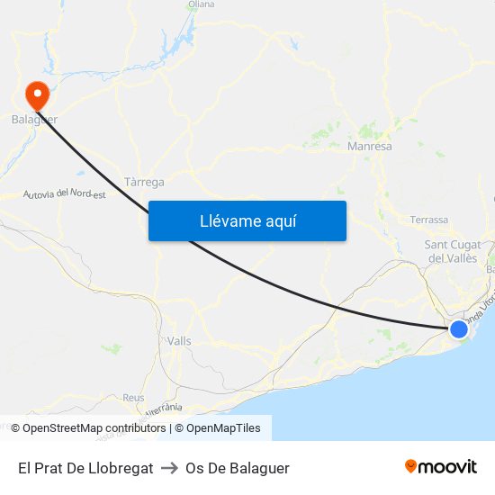 El Prat De Llobregat to Os De Balaguer map