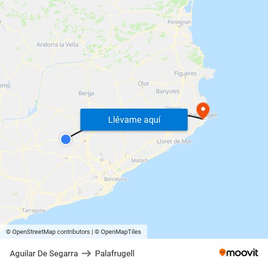 Aguilar De Segarra to Palafrugell map