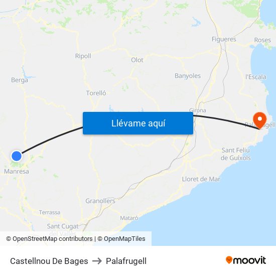 Castellnou De Bages to Palafrugell map