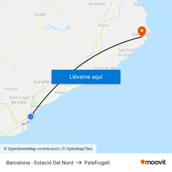 Barcelona - Estació Del Nord to Palafrugell map