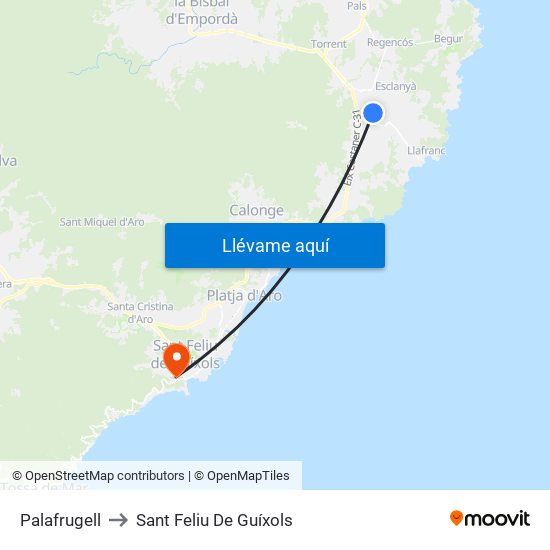 Palafrugell to Sant Feliu De Guíxols map