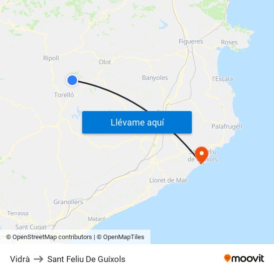 Vidrà to Sant Feliu De Guíxols map