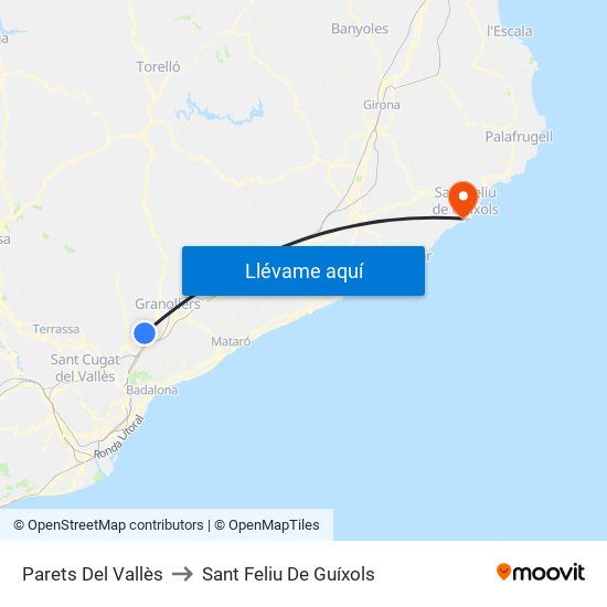 Parets Del Vallès to Sant Feliu De Guíxols map