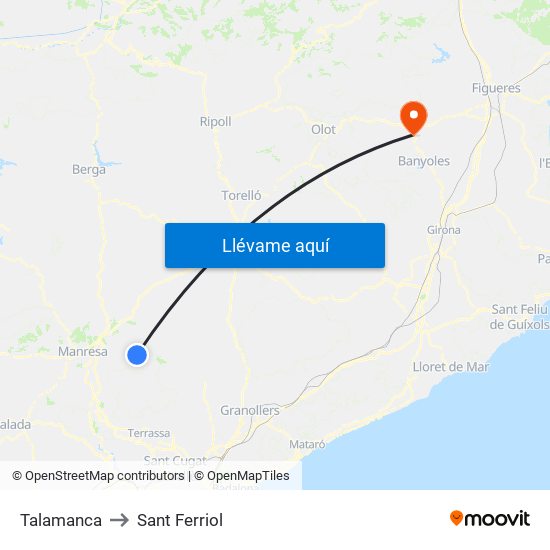 Talamanca to Sant Ferriol map