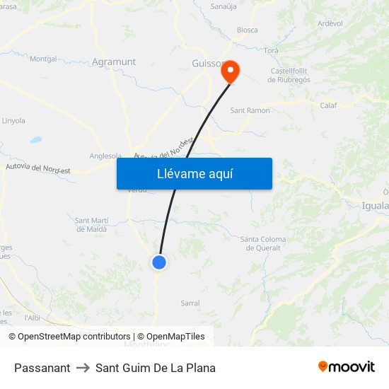 Passanant to Sant Guim De La Plana map