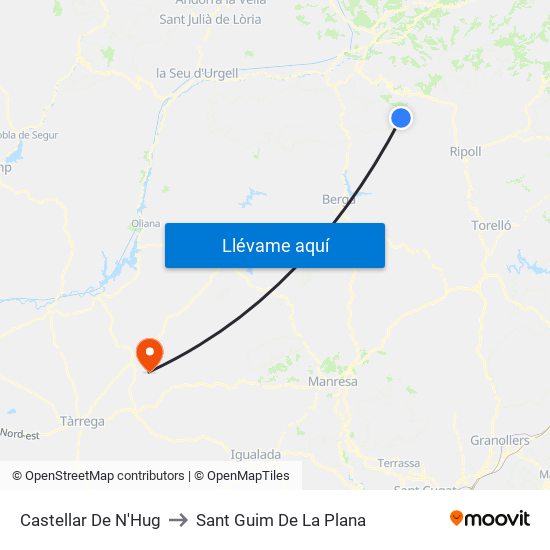 Castellar De N'Hug to Sant Guim De La Plana map