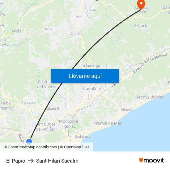 El Papio to Sant Hilari Sacalm map