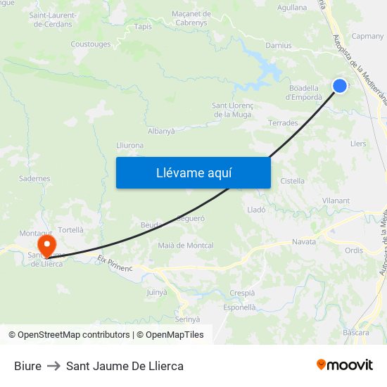 Biure to Sant Jaume De Llierca map
