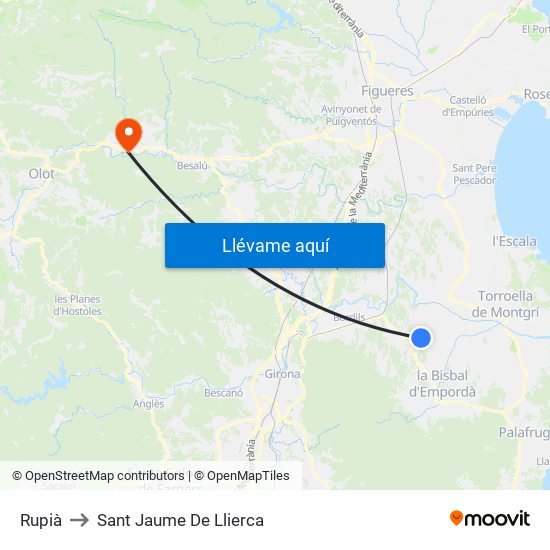 Rupià to Sant Jaume De Llierca map