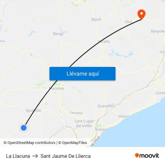 La Llacuna to Sant Jaume De Llierca map