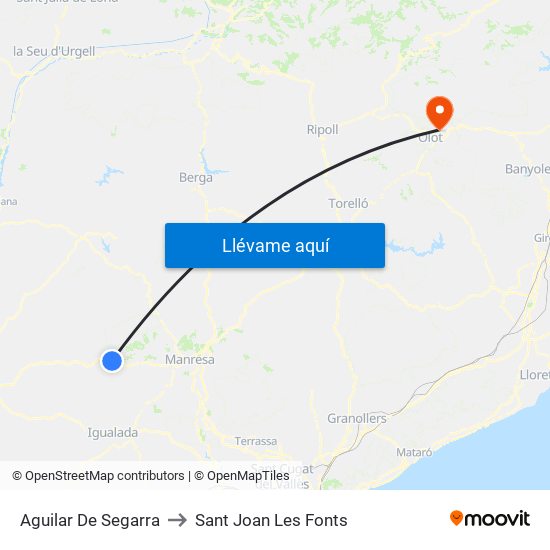 Aguilar De Segarra to Sant Joan Les Fonts map