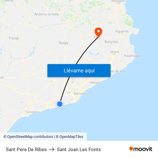 Sant Pere De Ribes to Sant Joan Les Fonts map
