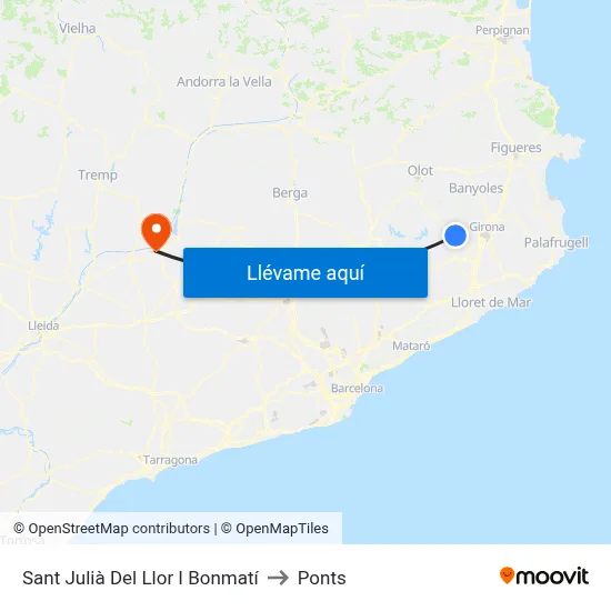 Sant Julià Del Llor I Bonmatí to Ponts map