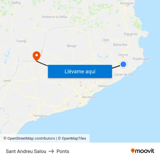 Sant Andreu Salou to Ponts map