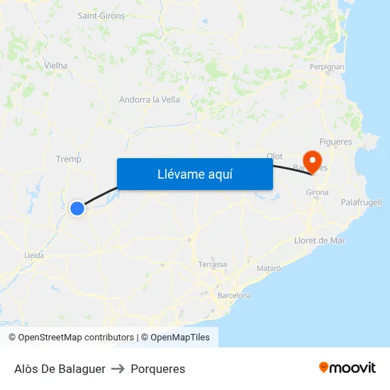 Alòs De Balaguer to Porqueres map