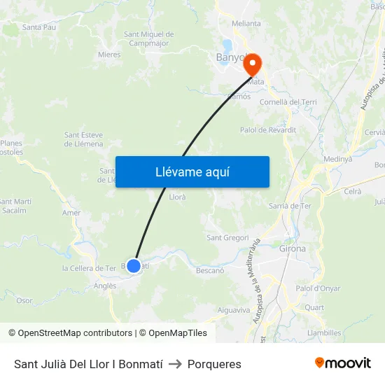 Sant Julià Del Llor I Bonmatí to Porqueres map