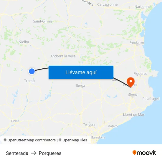Senterada to Porqueres map