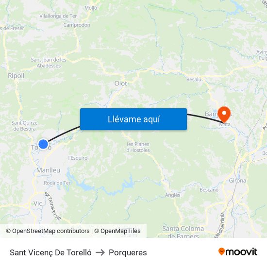 Sant Vicenç De Torelló to Porqueres map