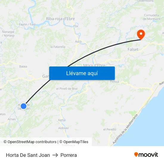 Horta De Sant Joan to Porrera map