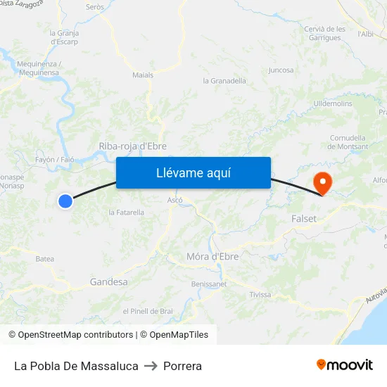 La Pobla De Massaluca to Porrera map