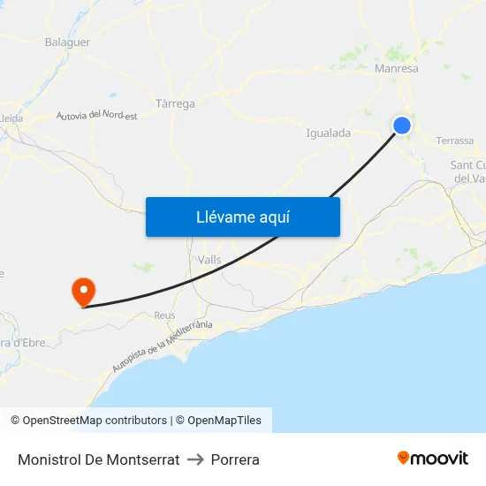 Monistrol De Montserrat to Porrera map