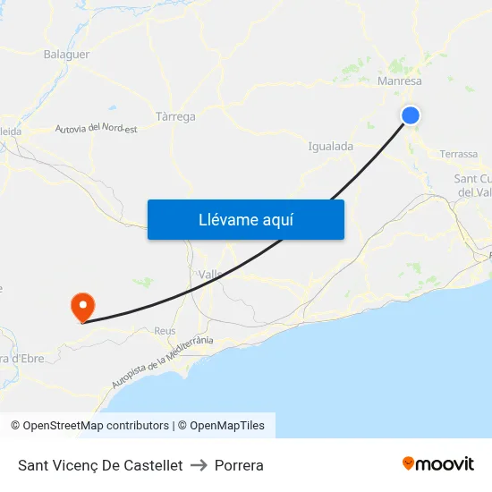 Sant Vicenç De Castellet to Porrera map