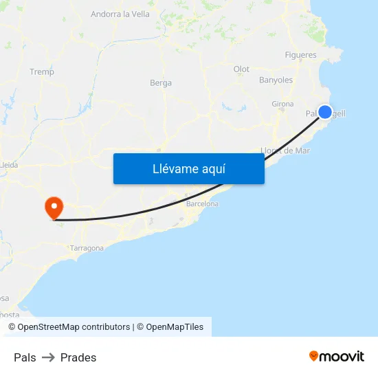Pals to Prades map