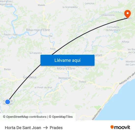 Horta De Sant Joan to Prades map