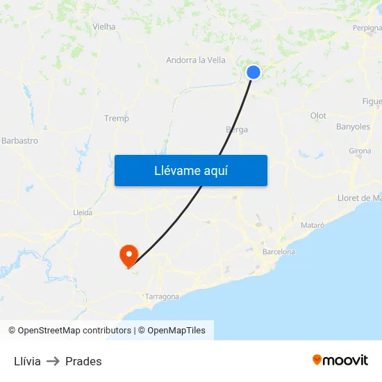 Llívia to Prades map