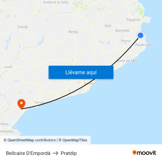 Bellcaire D'Empordà to Pratdip map